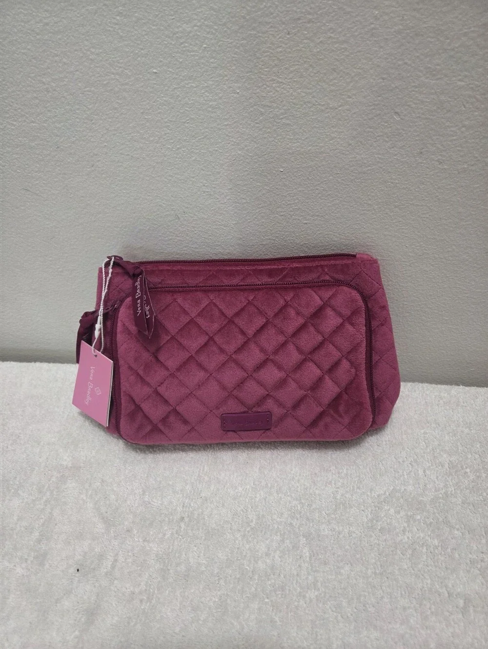 Vera Bradley Majestic Magenta Compact Organizer Quilted Velvet Makeup Bag